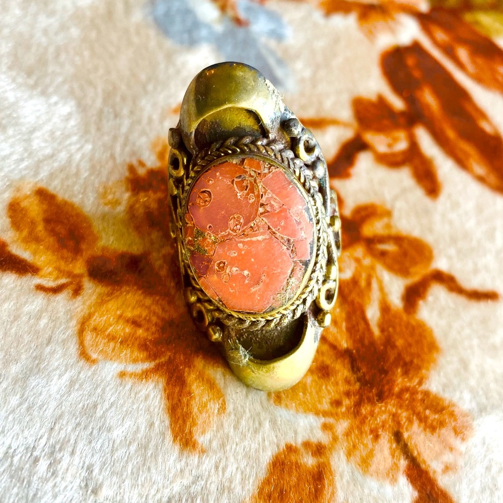 Vintage Red Stone Statement Ring - image 1
